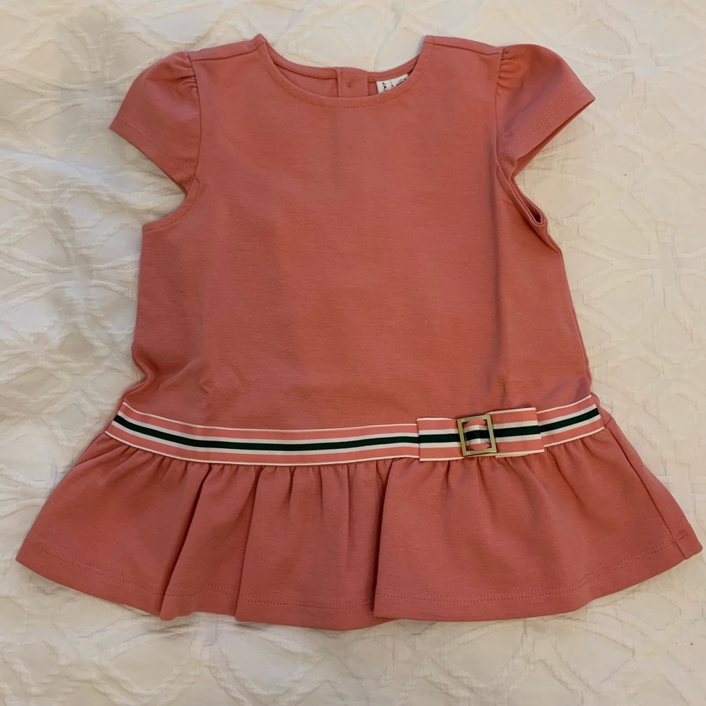 Janie and Jack Peplum Striped Ribbon Top Size 7